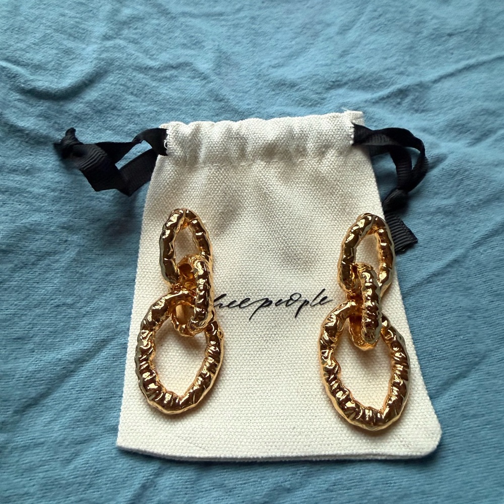 Gold Chain Link Earrings NWOT